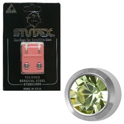 Birthstone Studs - Mini Bezel S/S - August / Peridot
